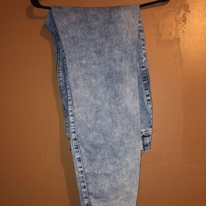 High waisted acid wash skinny jeans